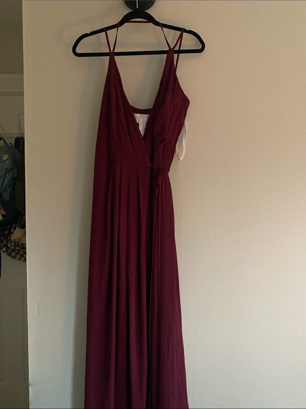 Wine V-Neck Wrap Dress